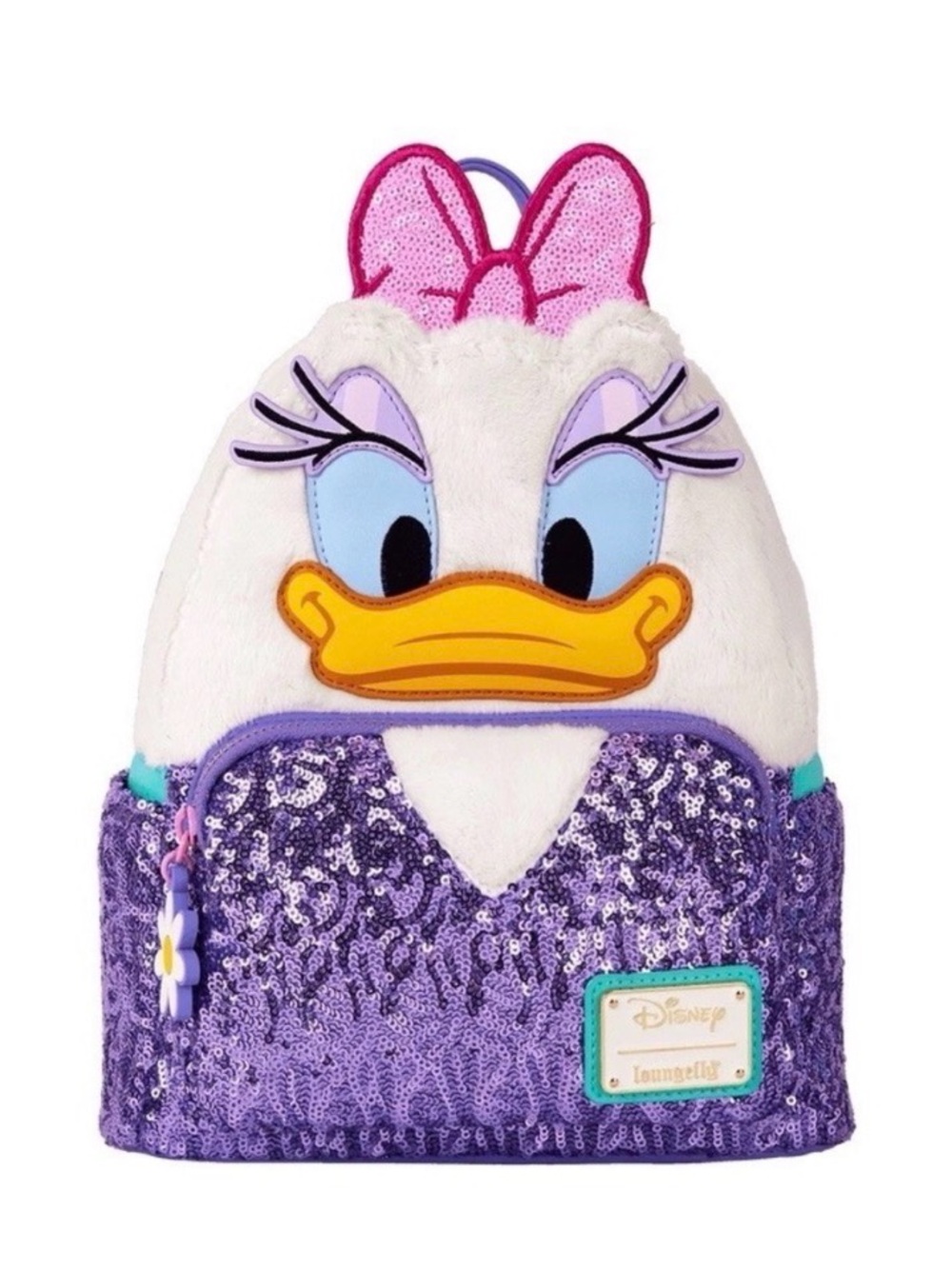 Disney Daisy Duck Purple Sequin Plush Backpack